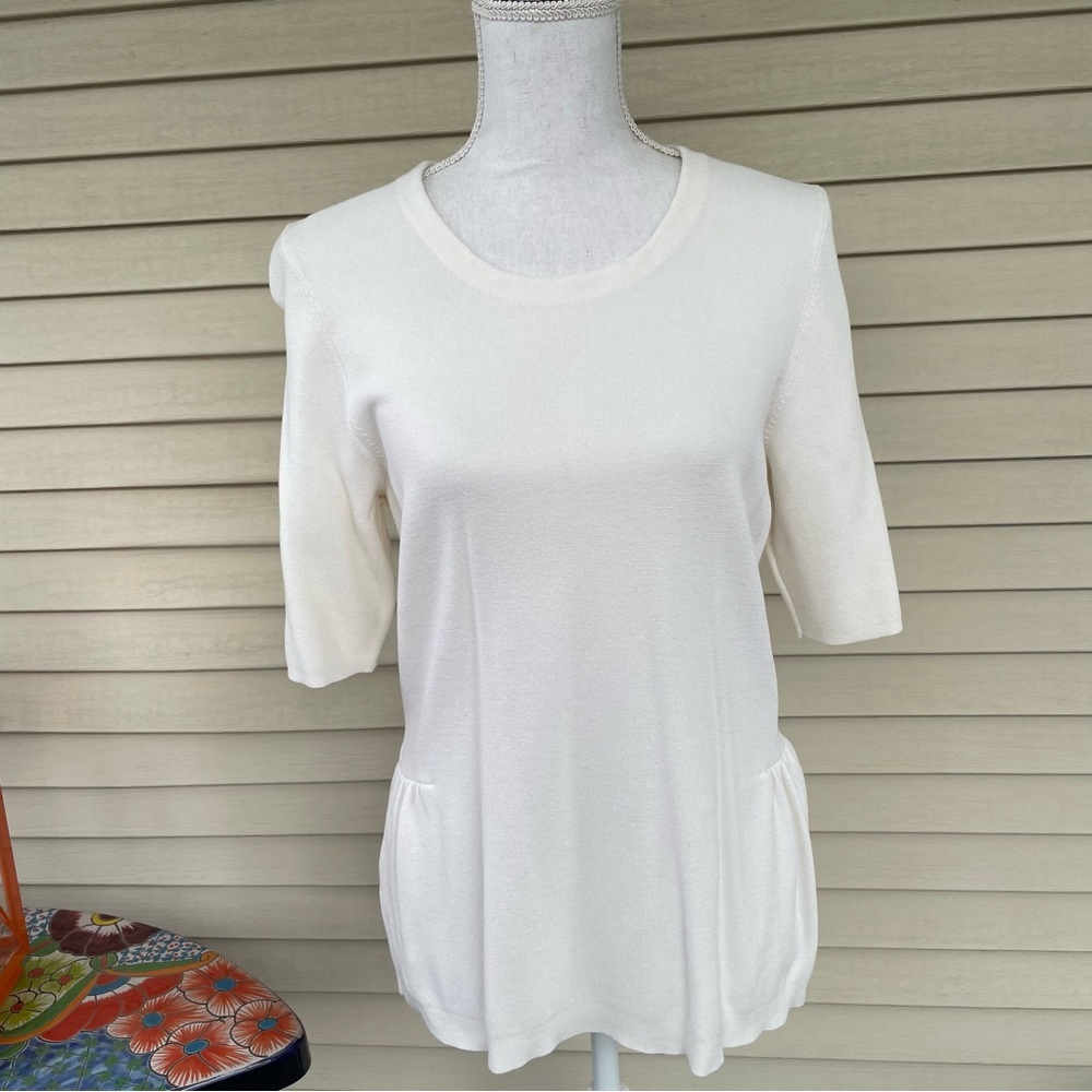 Ann Taylor Shirred Peplum Sweater Size L